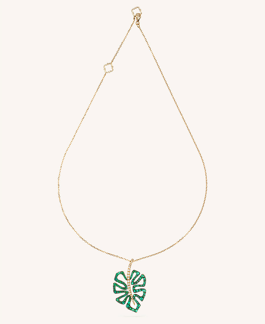 COLLANA DELICIOSA ORO GIALLO, DIAMANTI E SMERALDI