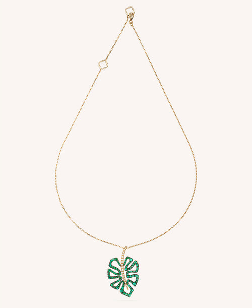 COLLANA DELICIOSA ORO GIALLO, DIAMANTI E SMERALDI