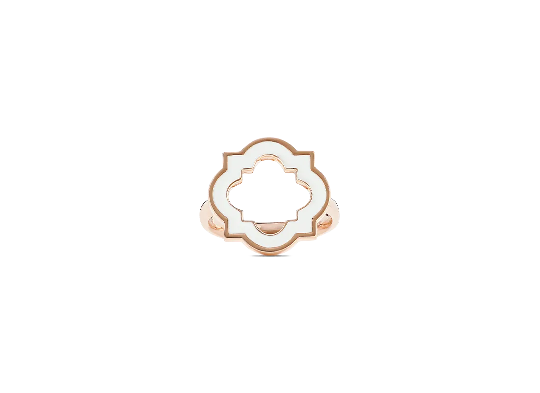 Anello anime basic, oro rosa e smaltatura bianca | ELENÈRE