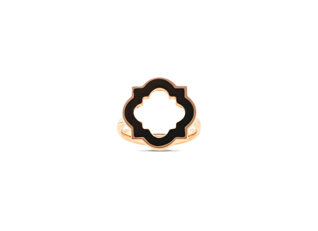 Anello anime basic, oro rosa e smaltatura nera | ELENÈRE