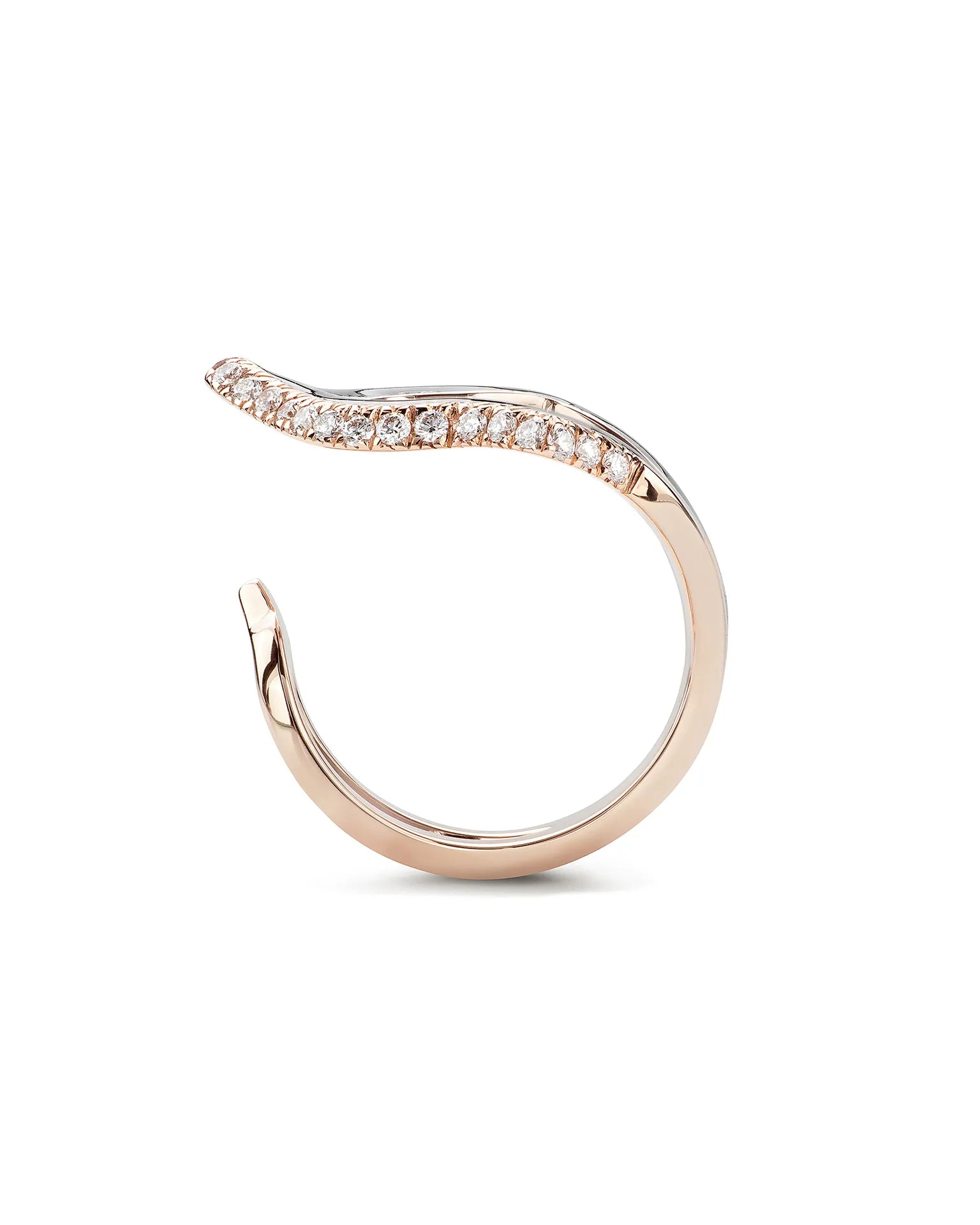 Anello anime rock, oro rosa, smaltatura nera e diamanti | ELENÈRE – vista 2