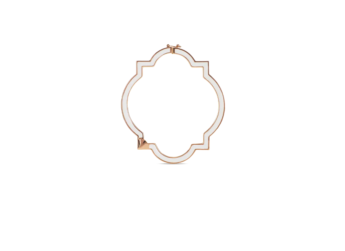 Bangle anime, oro rosa e smaltatura bianca | ELENÈRE