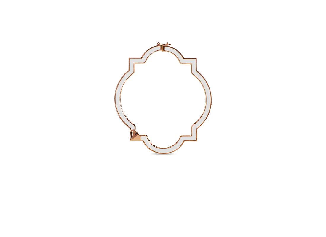 Bangle anime, oro rosa e smaltatura bianca | ELENÈRE – vista 2