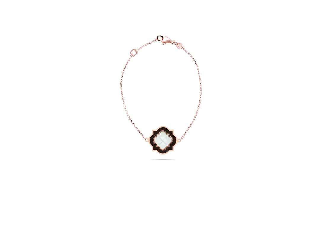 Bracciale soft anime, oro rosa e smaltatura nera e madreperla | ELENÈRE