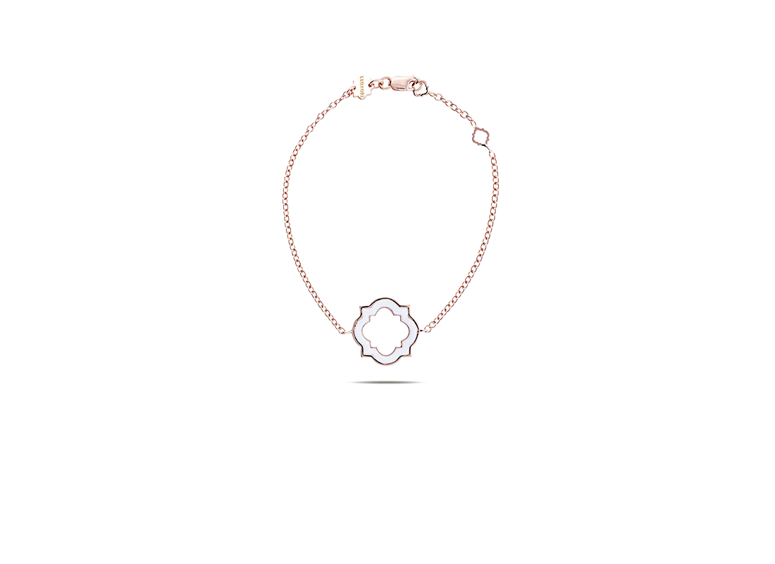 Bracciale soft anime, oro rosa e smaltatura bianca | ELENÈRE