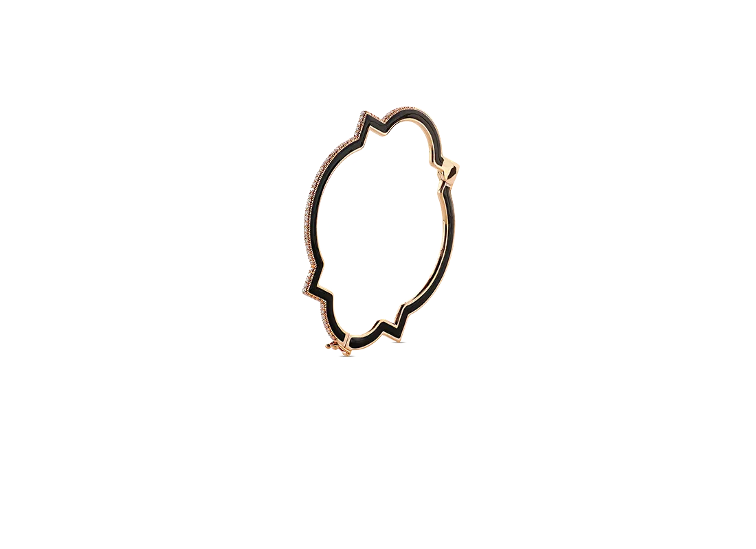 Bangle anime, oro rosa, smaltatura nera e diamanti | ELENÈRE