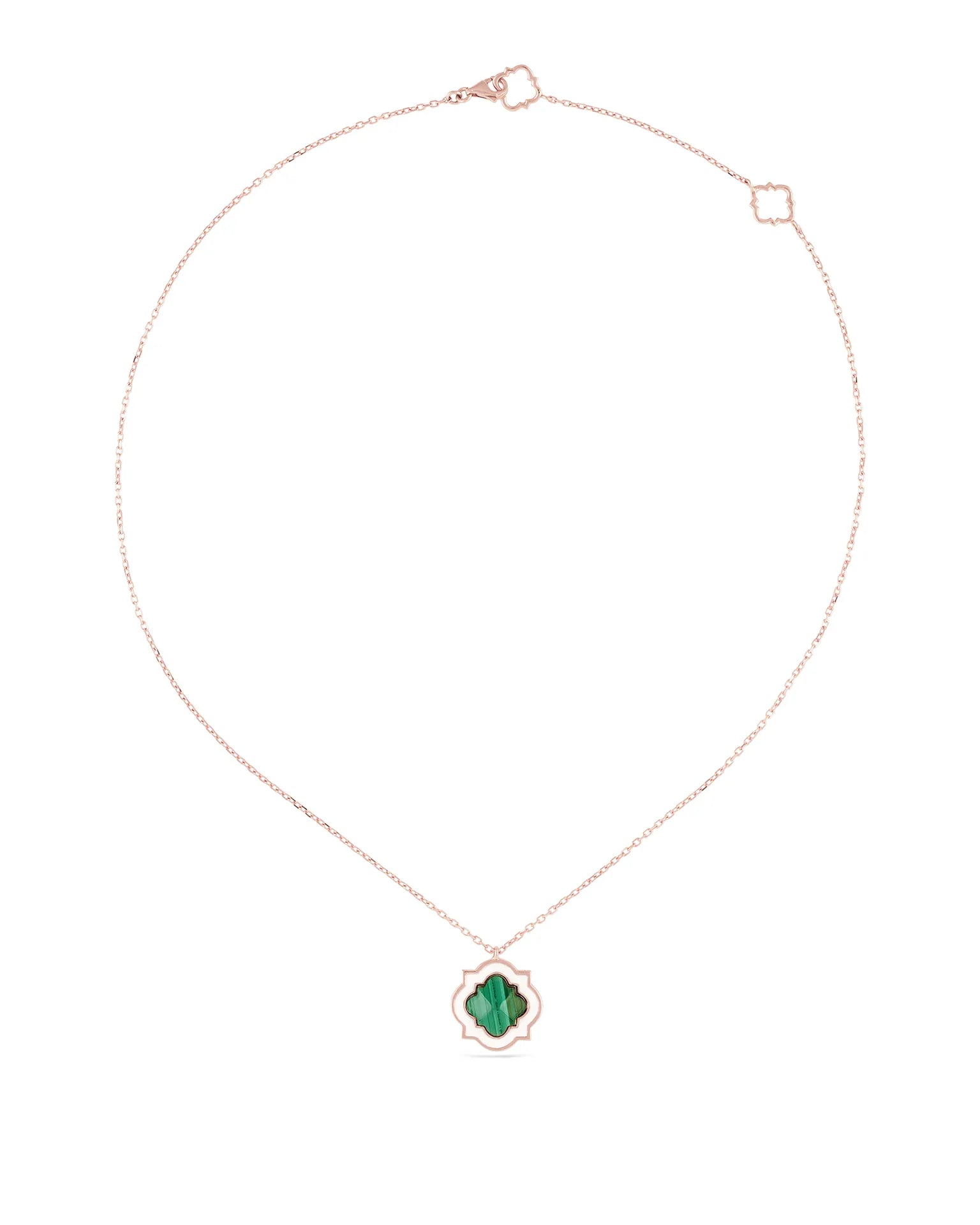 Collana anime, oro rosa, smaltatura bianca e malachite | ELENÈRE