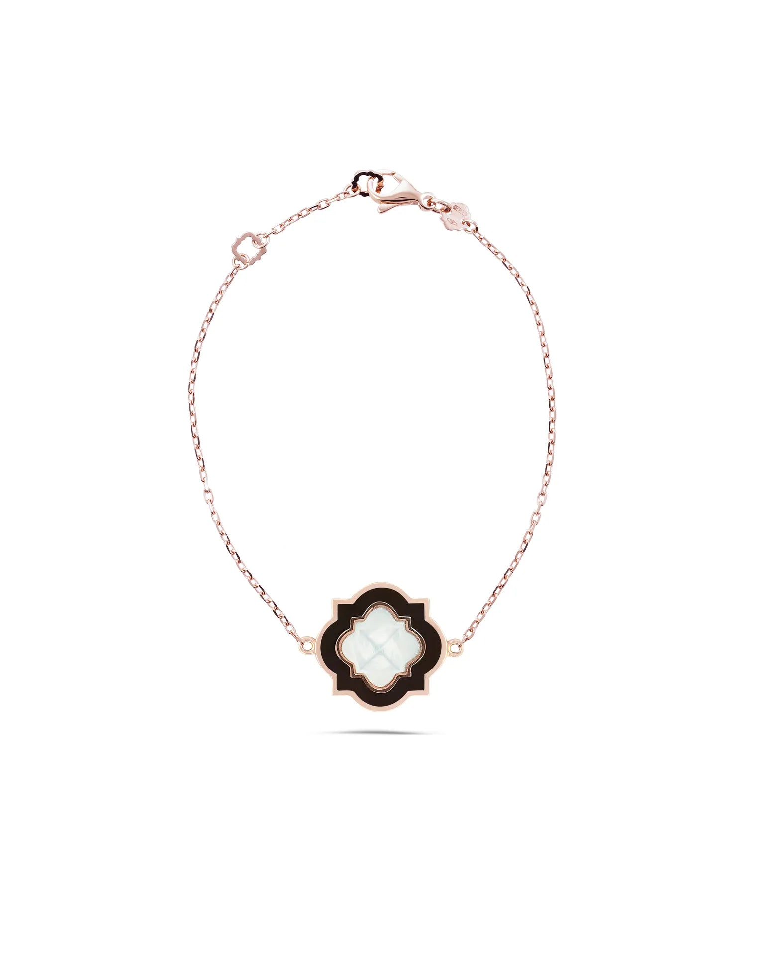 Bracciale soft anime, oro rosa e smaltatura nera e madreperla | ELENÈRE – vista 2