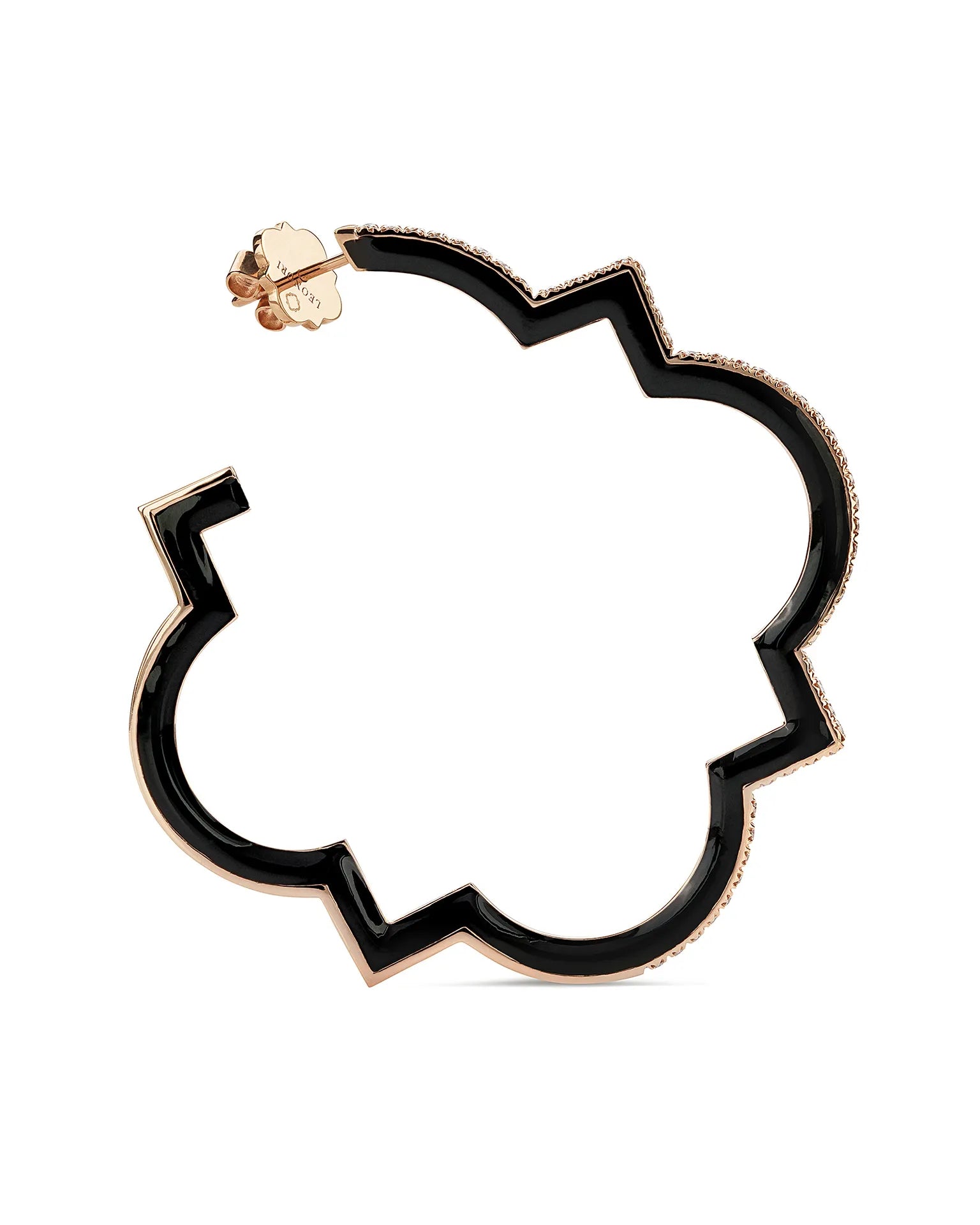 Orecchini anime, oro rosa, smaltatura nera e diamanti (big size) | ELENÈRE
