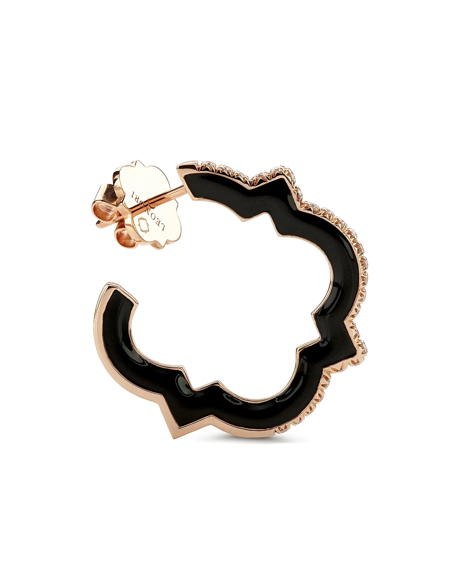 Orecchini anime, oro rosa, smaltatura nera e diamanti (medium size) | ELENÈRE