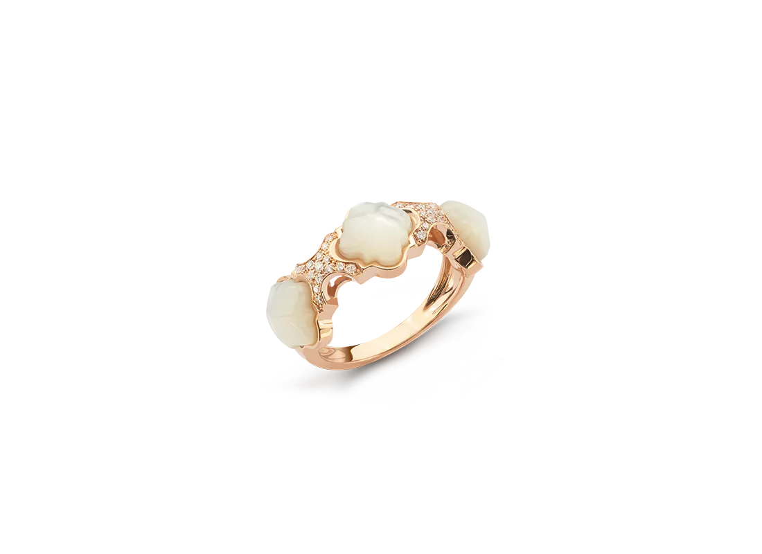 Anello autentica oro rosa diamanti e madreperla | ELENÈRE