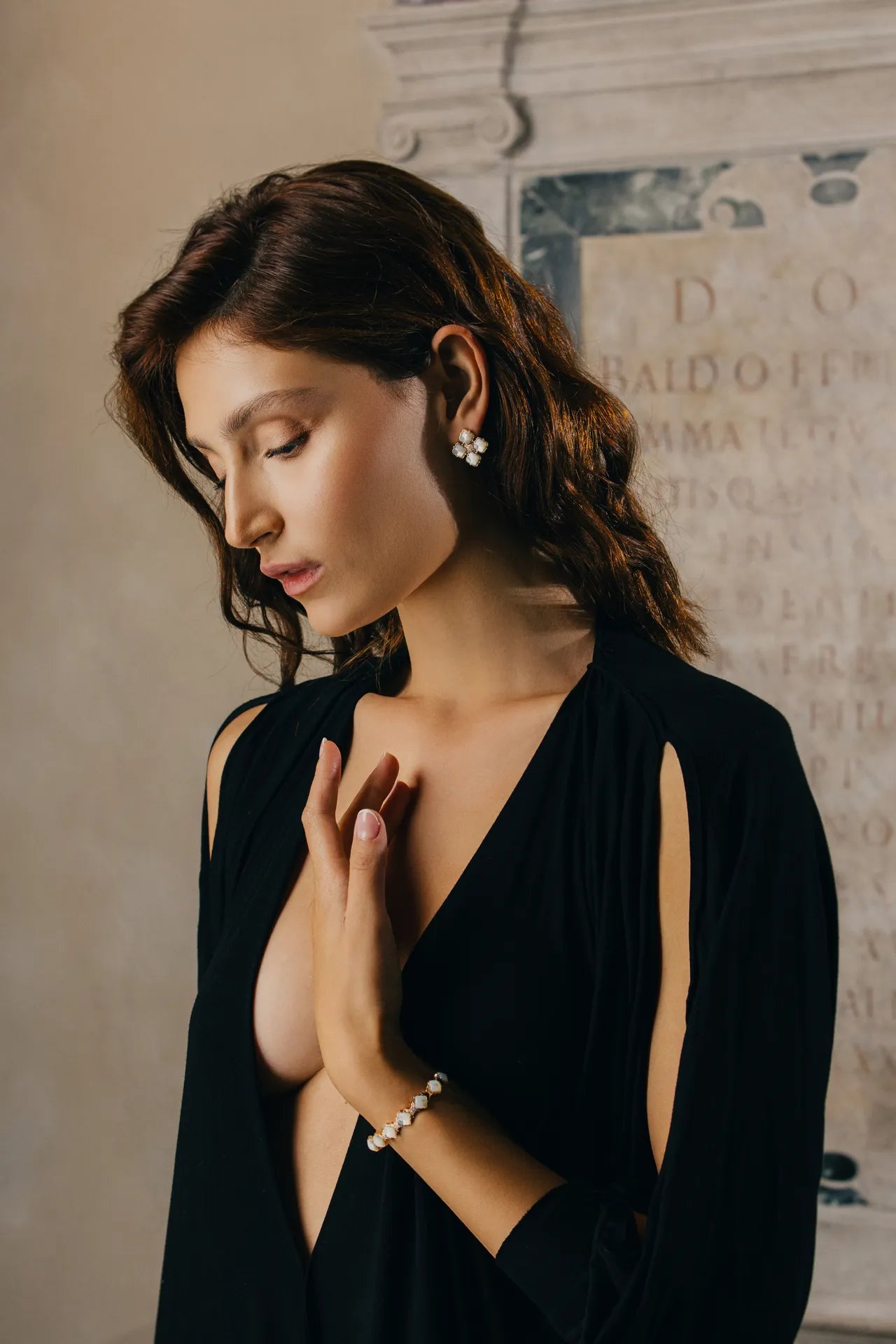 Bracciale autentica oro rosa diamanti e madreperla | ELENÈRE – vista 2