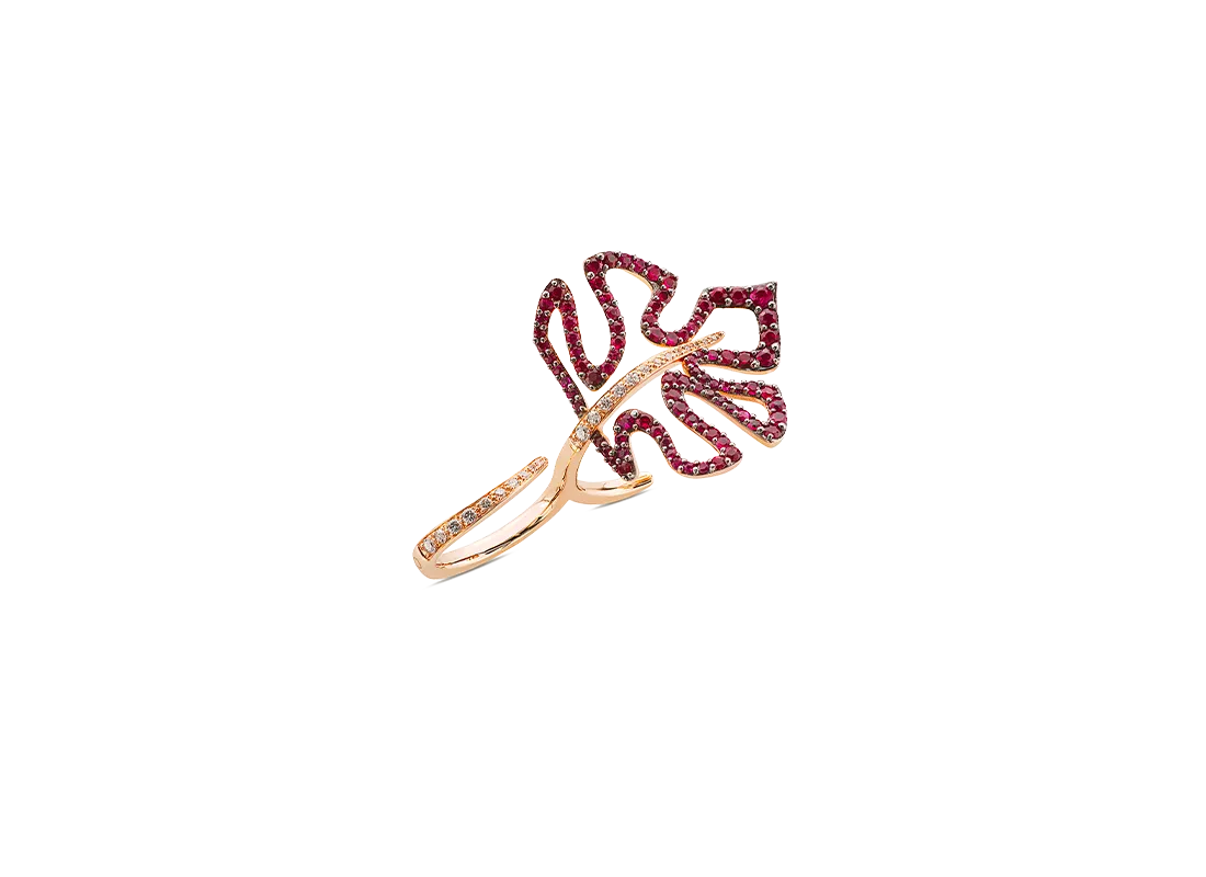 Anello deliciosa, oro rosa, diamanti e rubini (mini size) | ELENÈRE