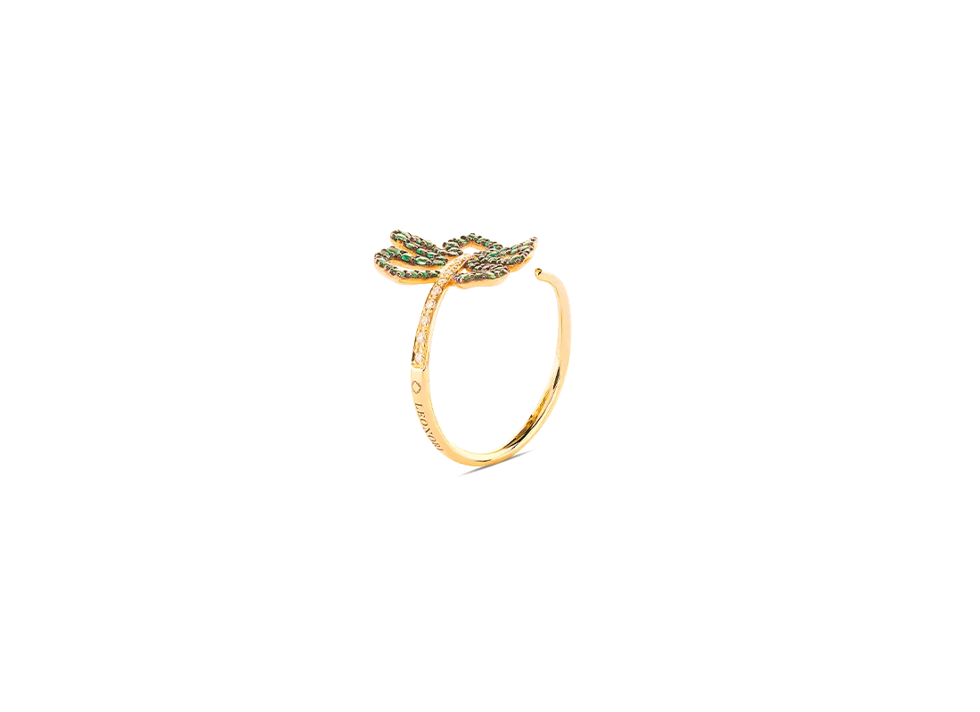 Anello deliciosa, oro giallo, diamanti e smeraldi (mini size) | ELENÈRE