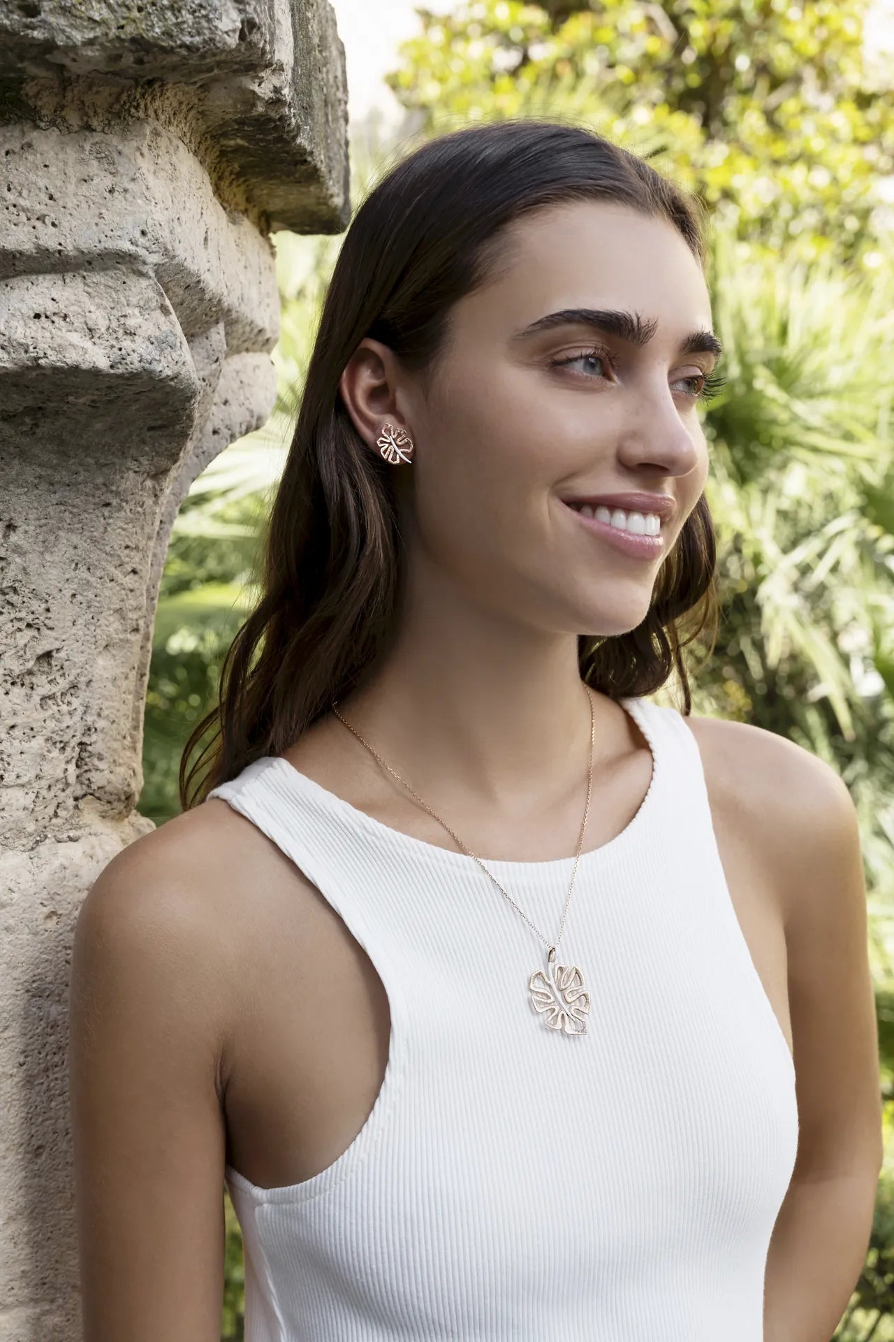 Collana deliciosa, oro rosa satinato, smaltatura bianca e diamanti (big size) | ELENÈRE