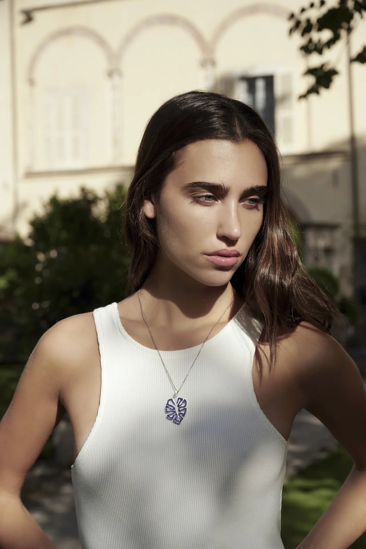 Collana deliciosa, oro bianco, diamanti e zaffiri blu (mini size) | ELENÈRE – vista 8