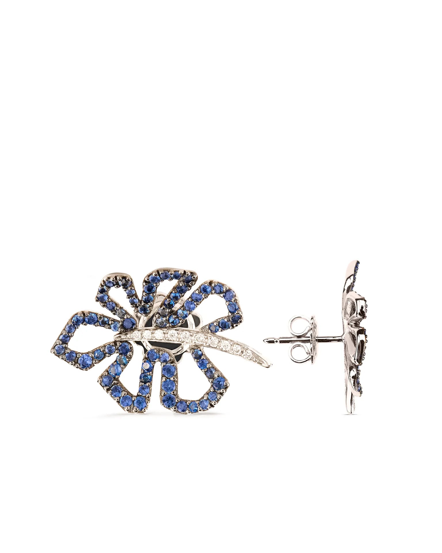 Orecchini deliciosa, oro bianco, diamanti e zaffiri blu (mini size) | ELENÈRE