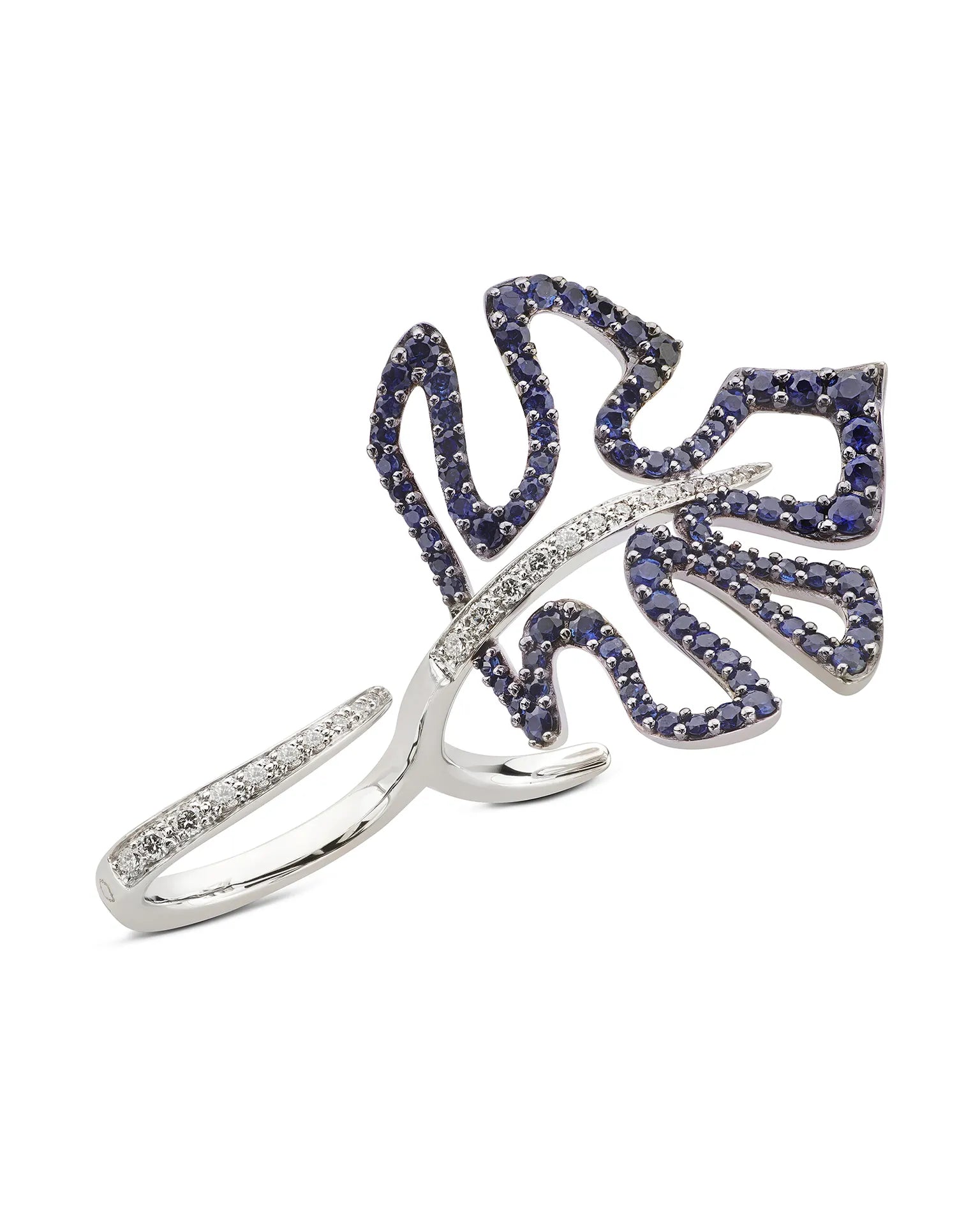 Anello deliciosa, oro bianco, diamanti e zaffiri blu (mini size) | ELENÈRE