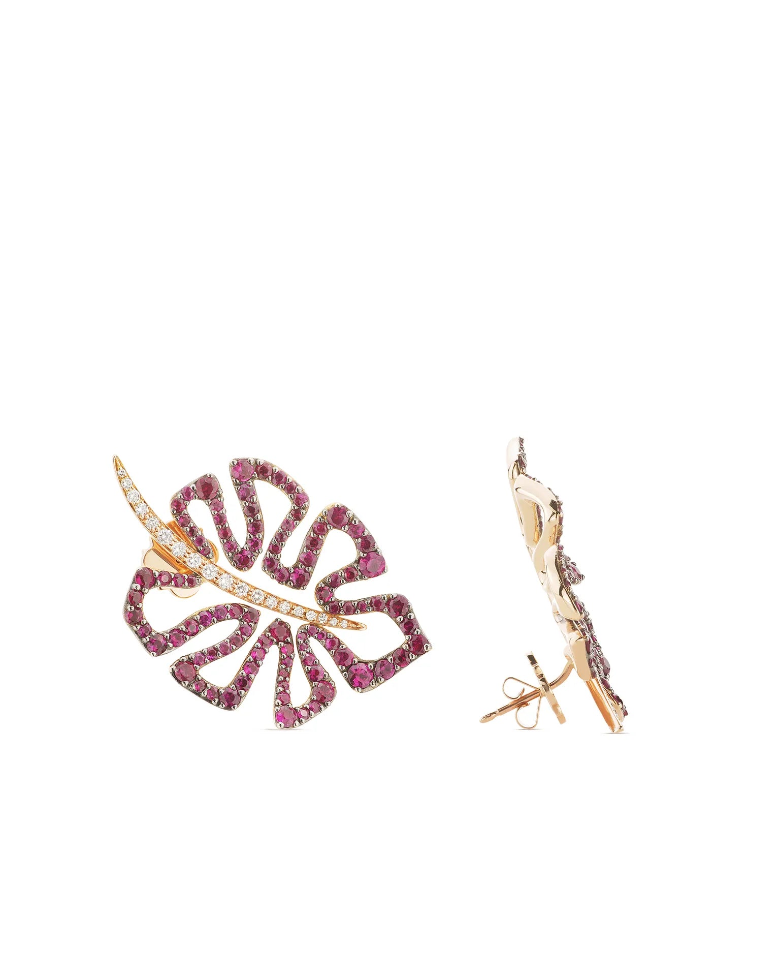 Orecchini deliciosa, oro rosa, diamanti e rubini (mini size) | ELENÈRE