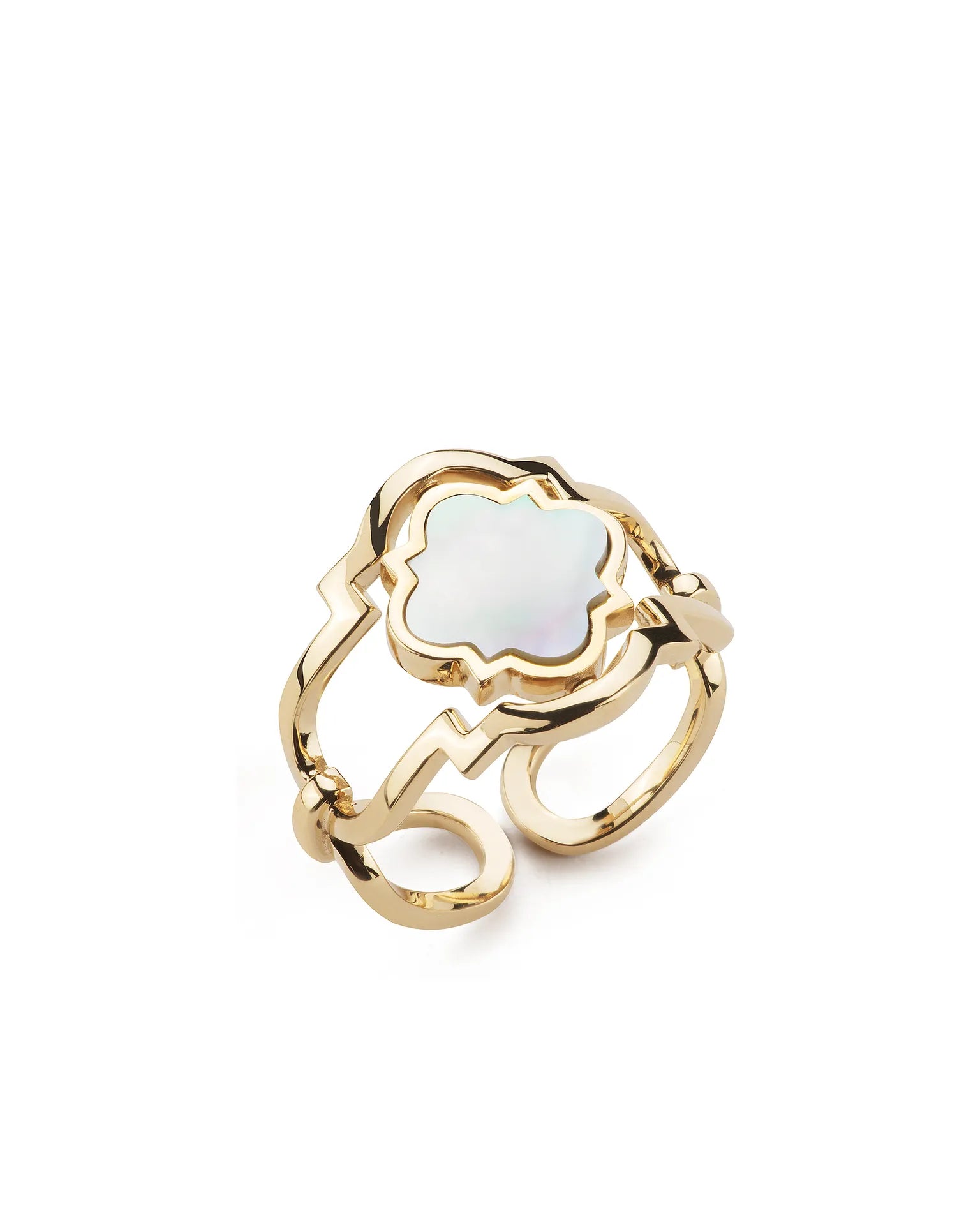 Anello double face poesie oro giallo madreperla e diamanti | ELENÈRE
