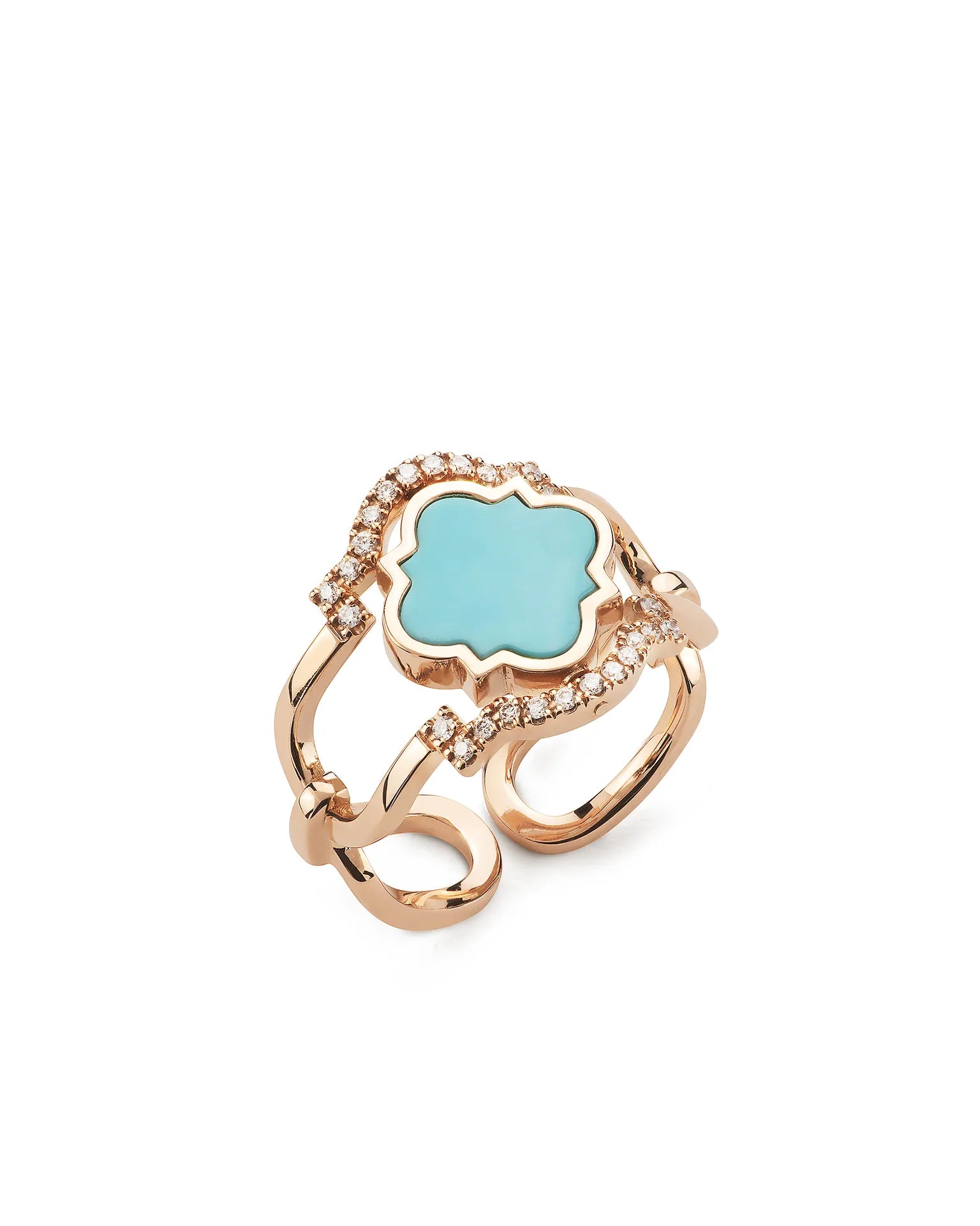Anello double face poesie oro rosa turchese e diamanti | ELENÈRE