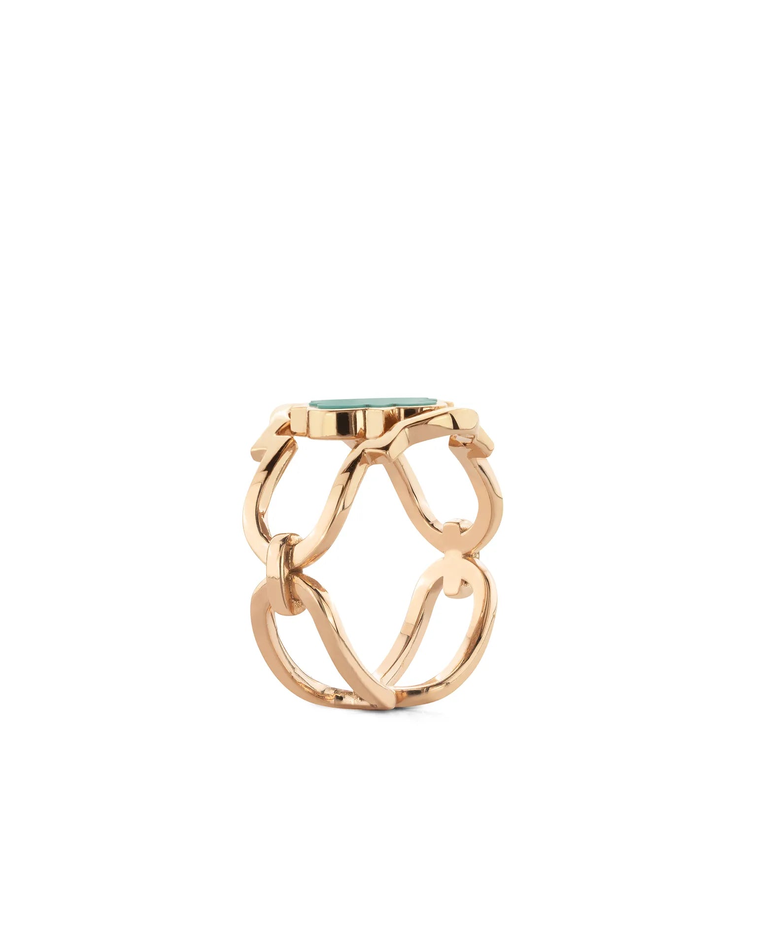 Anello double face poesie oro rosa malachite e diamanti | ELENÈRE – vista 2