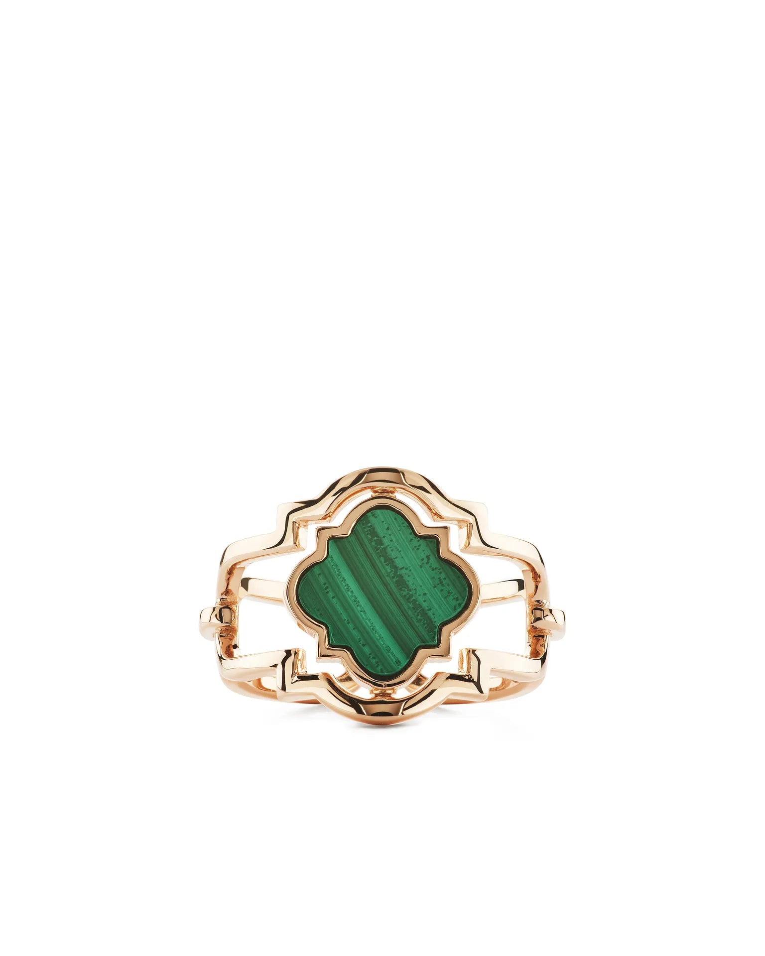 Anello double face poesie oro rosa malachite e diamanti | ELENÈRE