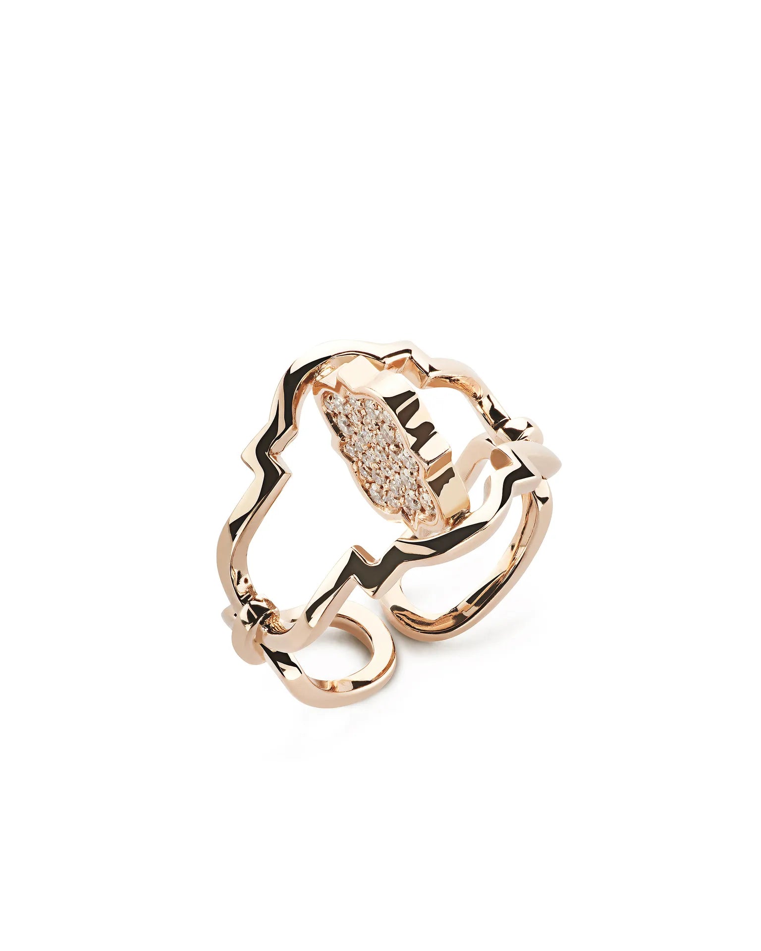 Anello double face poesie oro rosa malachite e diamanti | ELENÈRE – vista 4