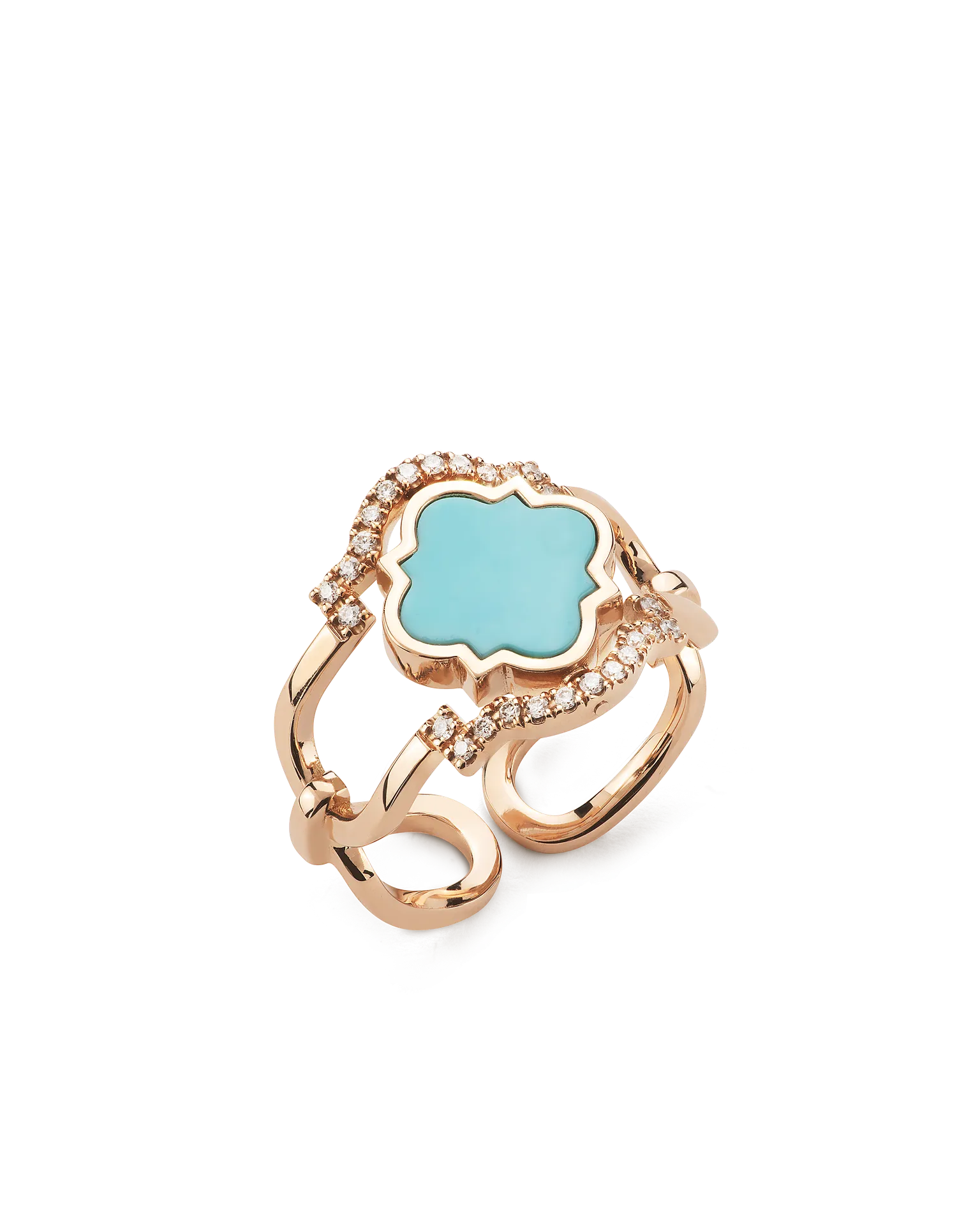 Anello double face poesie oro rosa turchese e diamanti | ELENÈRE – vista 6