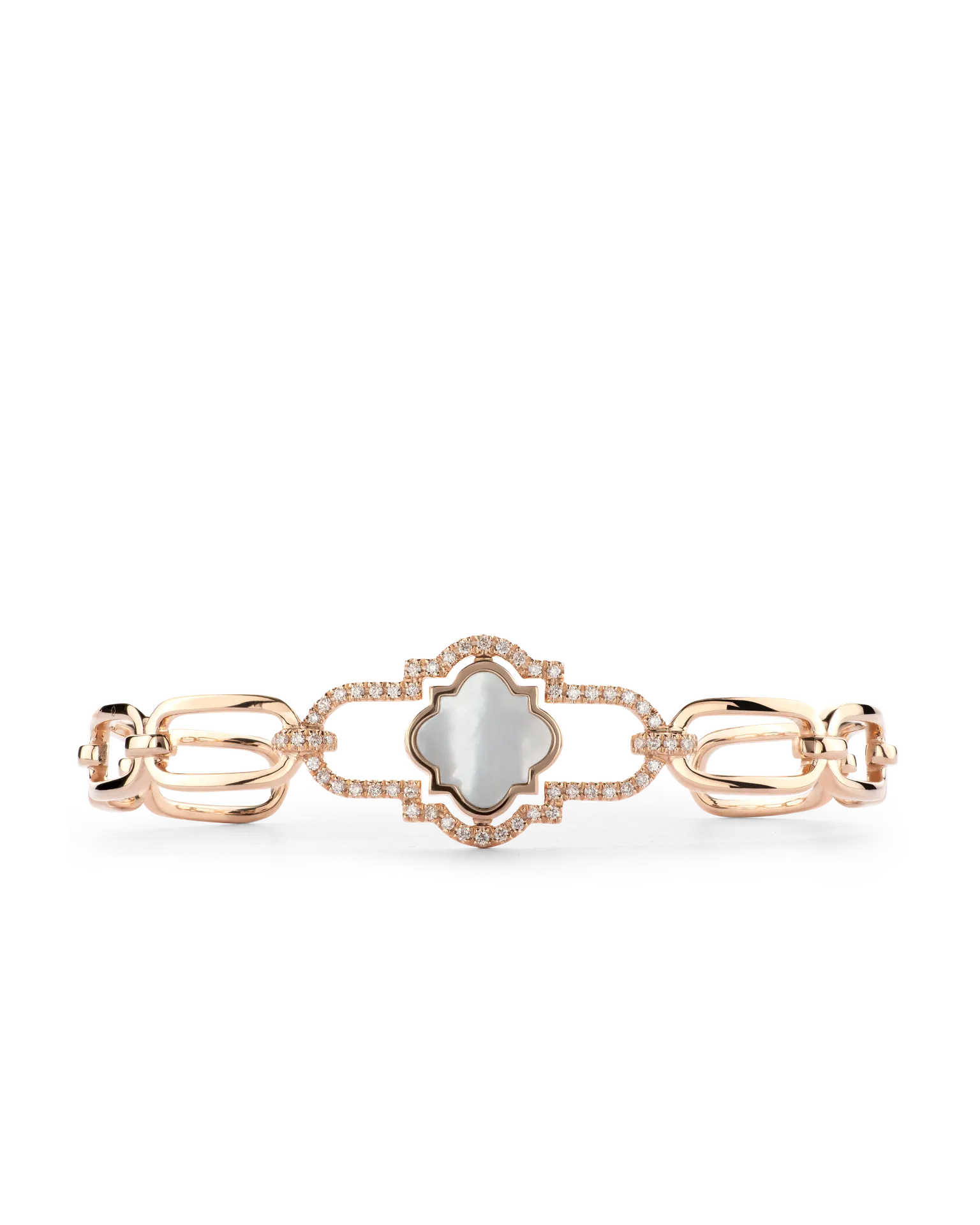 Bracciale rigido poesie oro rosa madreperla nera e bianca e diamanti | ELENÈRE – vista 2