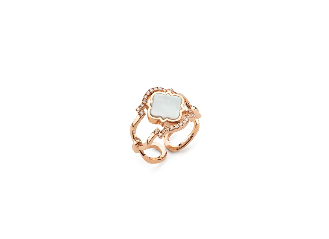 Anello double face poesie oro rosa madreperla e diamanti | ELENÈRE – vista 9