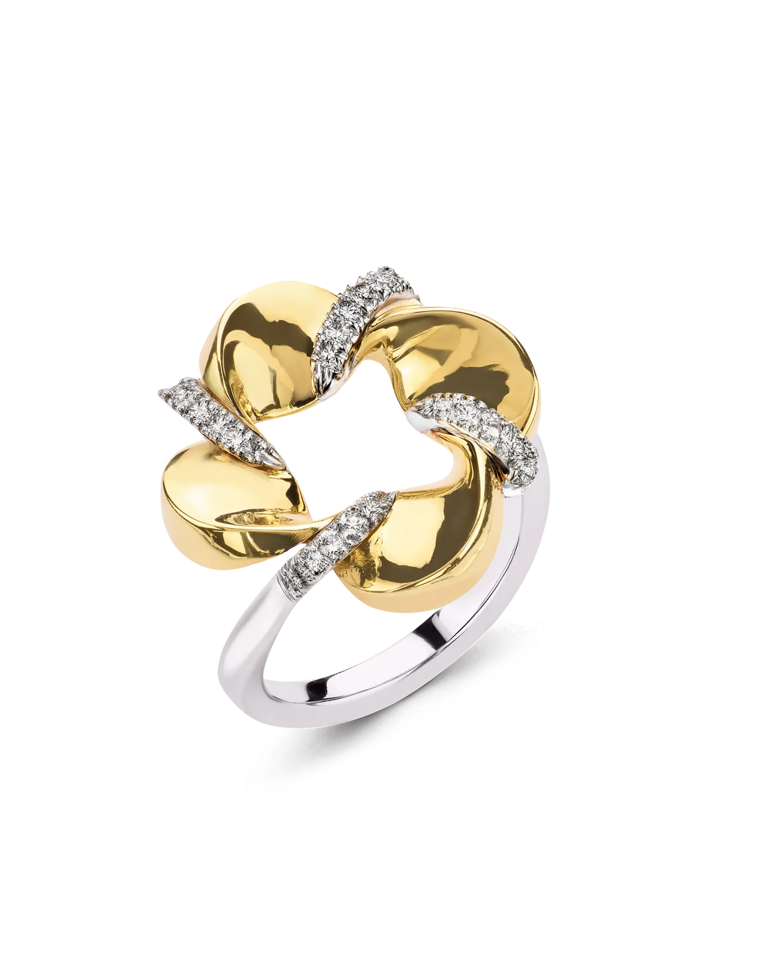 Anello Twist in oro giallo 18K e diamanti, collezione UNICA 2026 | ELENÈRE