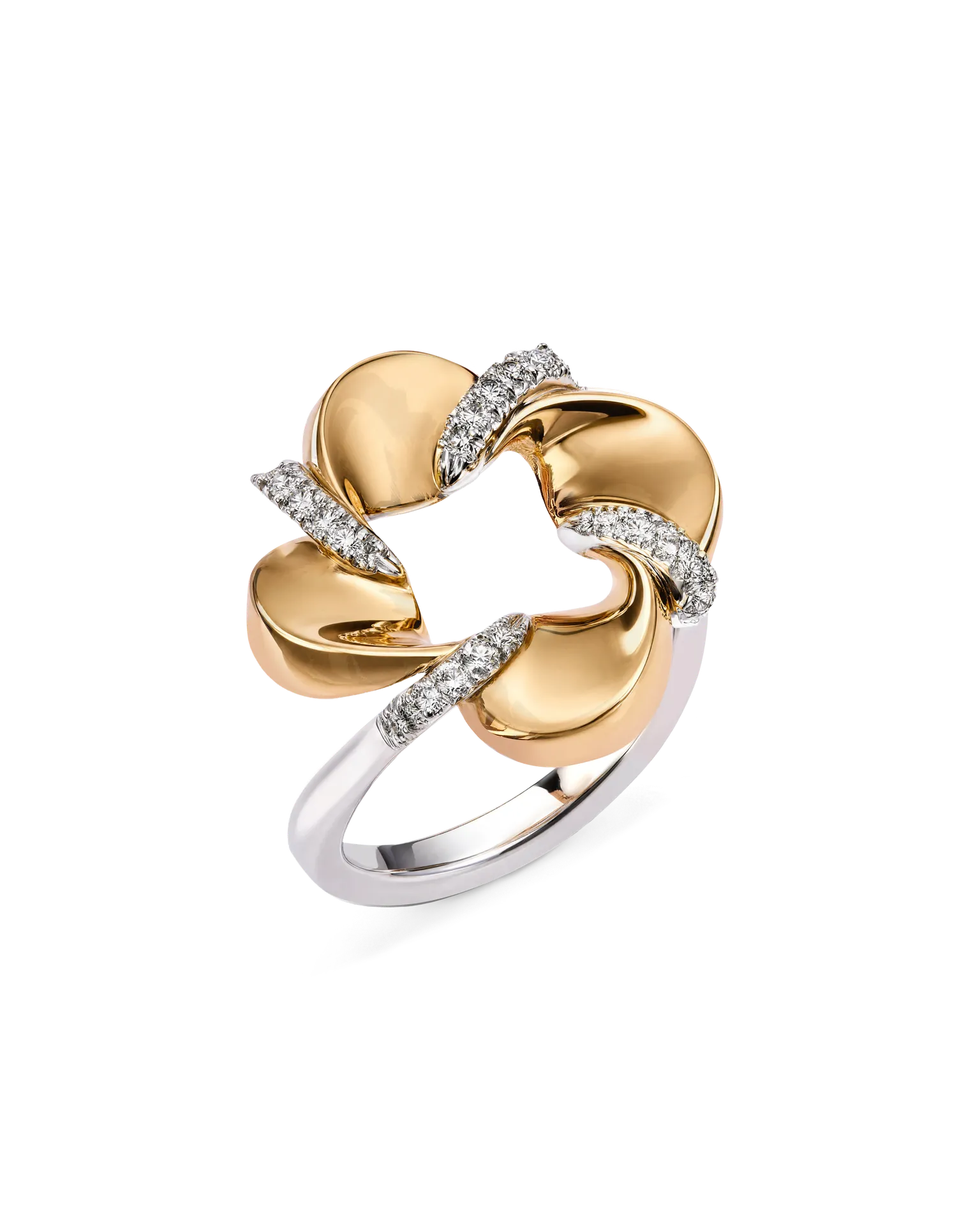 Anello Twist in oro rosa, oro bianco e diamanti, collezione UNICA 2026 | ELENÈRE