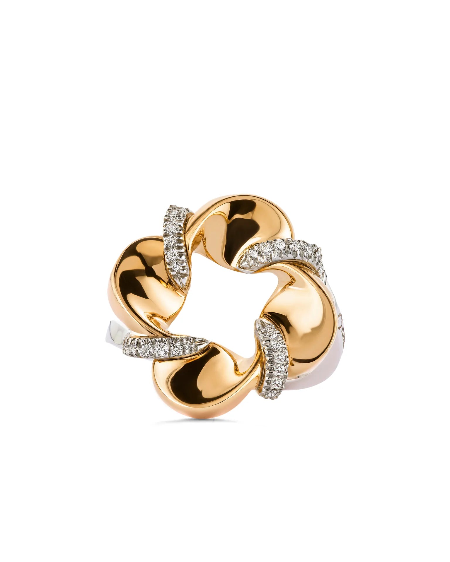 Anello Twist oro rosa e diamanti, vista dall'alto | ELENÈRE