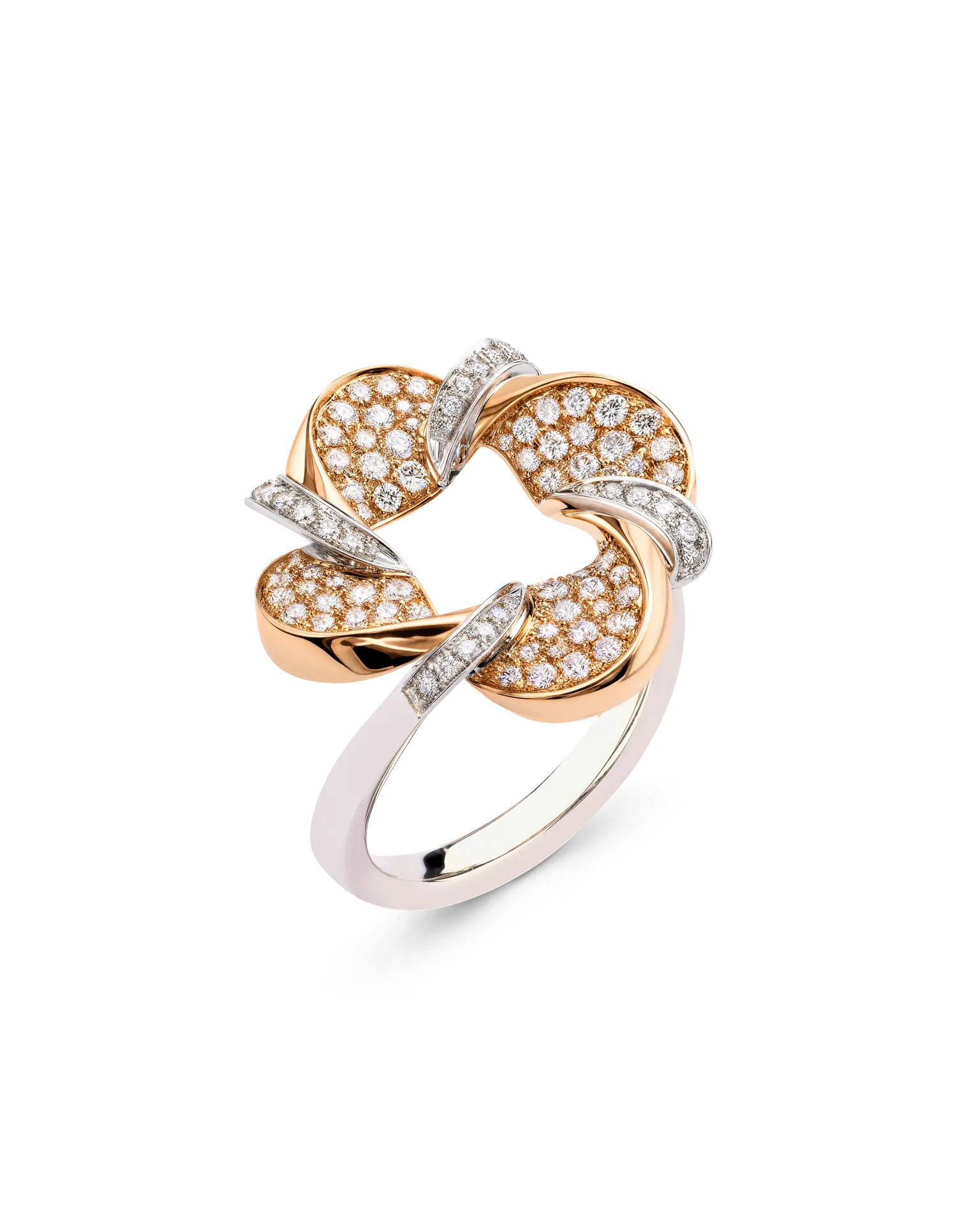 Anello Twist oro rosa con pavé integrale di diamanti, UNICA 2026 | ELENÈRE