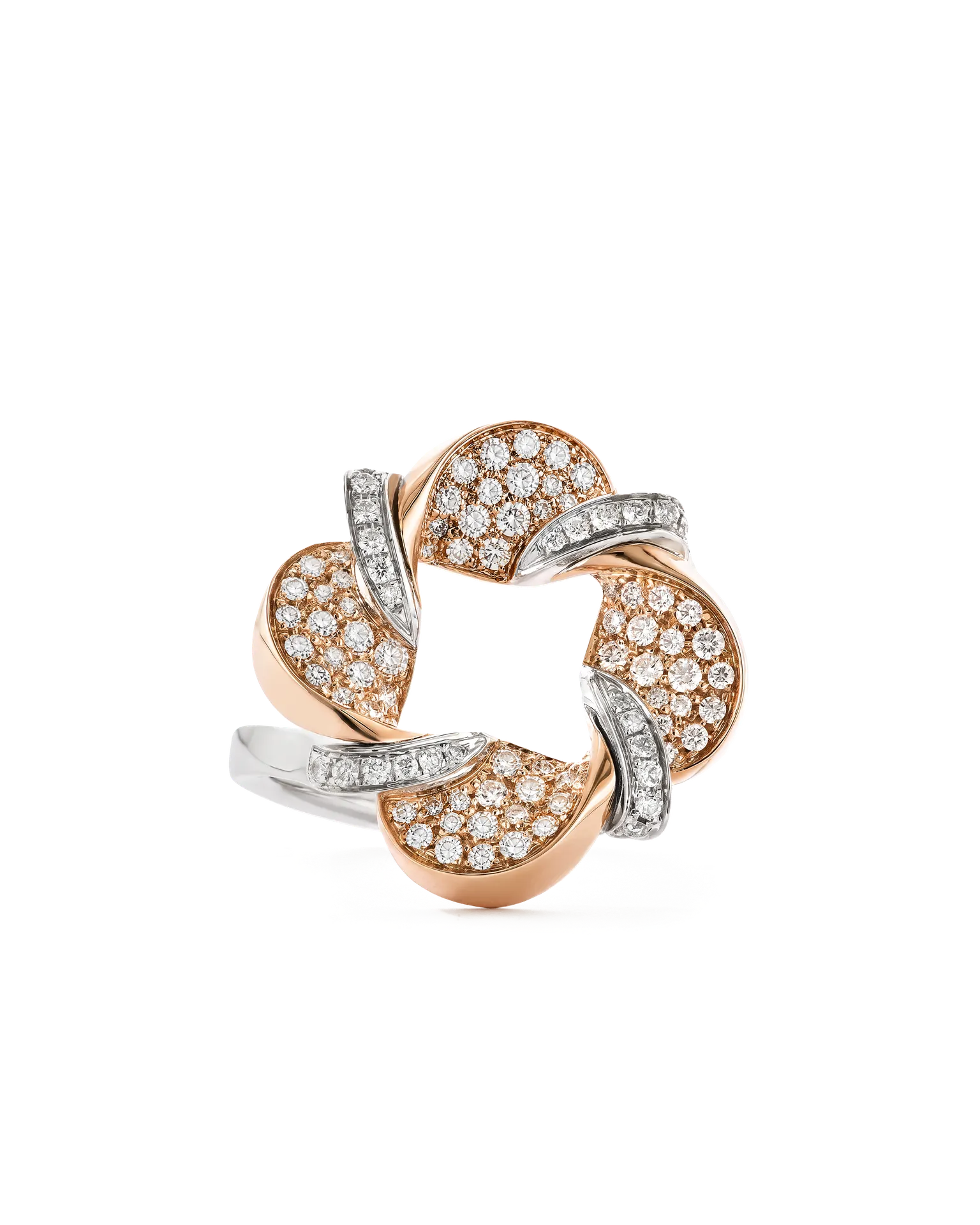 Anello Twist pavé di diamanti, vista frontale | ELENÈRE