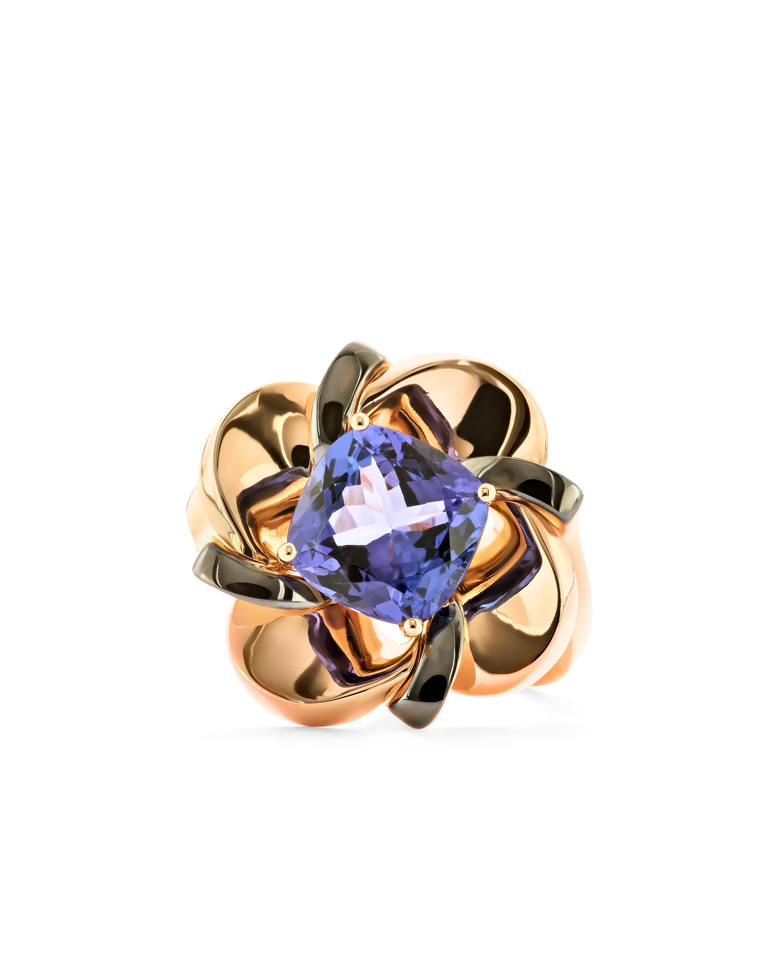 Anello Twist oro rosa con smalto e pietra azzurra, UNICA 2026 | ELENÈRE