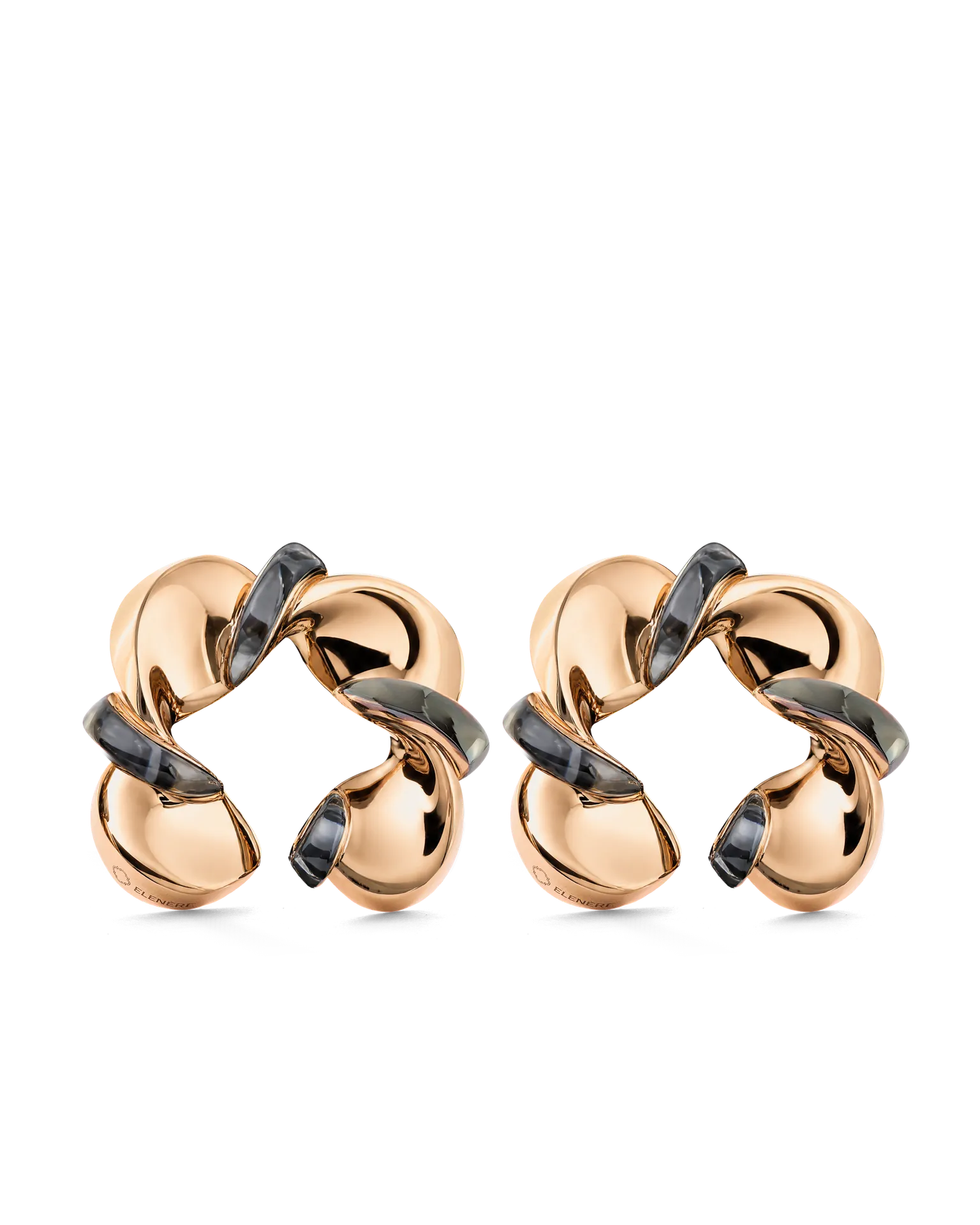 Orecchini Twist in oro rosa e smalto grigio, UNICA 2026 | ELENÈRE